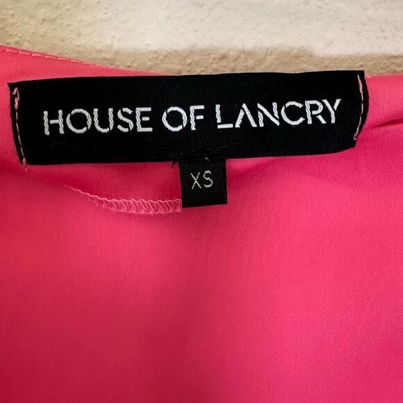 House of Lancry women’s skirt Size XS Barbie pink high low hem midi satiny flowy - Picture 5 of 8